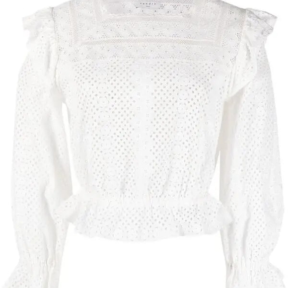 Sandro White Lace Ruffle Blouse - Picture 5 of 7